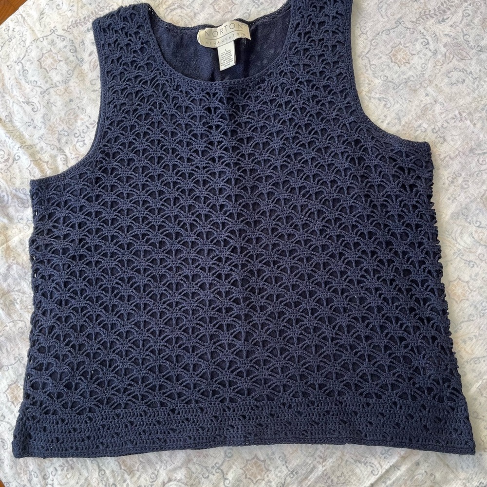 Norton McNaughton Blue Cropped Boxy Tank Top